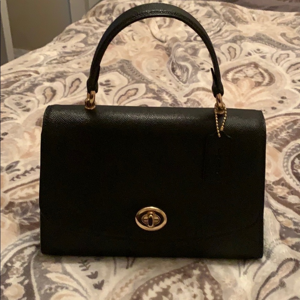 Coach black/gold Tilly Top Handle Bag